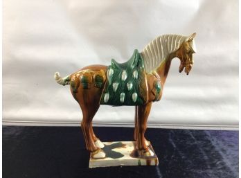 Decorative Horse Statue With Green Saddle