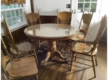 Beautiful Oak Round Kitchen/dining Room Table With 6 Chairs