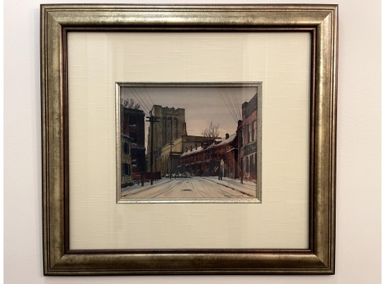 Herbert Jacob Gute  'yale Street Scene' Original Watercolor On Paper - Signed Framed Piece