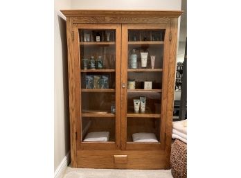 Antique Apothecary Cabinet With Glass Doors.