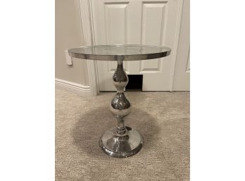Metal Silver Toned Side Table