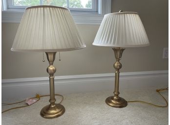 Pair Of Gold Toned Lamps - 2 Pieces