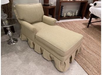 Chaise Lounge Chair With Armrests And Tan Upholstery