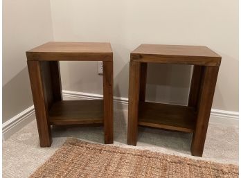 Pair Of Stained Wood Side Tables