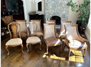 Set Of 8 Leather And Upholstery Dining Chairs By Thomasville