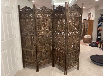 Antique Hand Carved Wood Partition With Delicate Designs