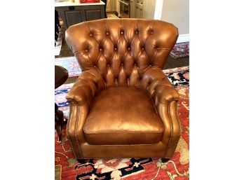 Tufted Back Real Leather Statement Chair Lot A