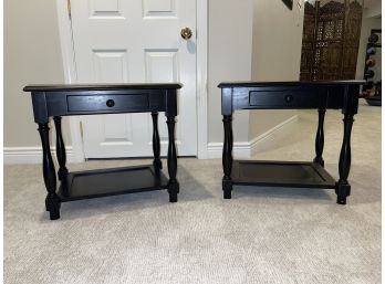 Pair Of Solid Wood Side Tables - 2 Pieces