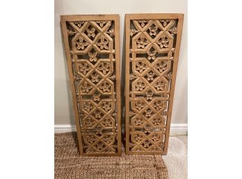 Pair Of Carved Lattice Wall Art - 2 Pieces