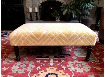 Large Yellow Ottoman With Hearty Upholstery