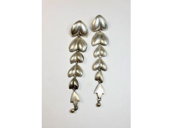 Vintage Sterling Silver Long Hanging Earrings