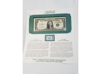 1935 Silver Certificate $1 Dollar Bill With Info History Ans Stamp(no In G)D We Trust)