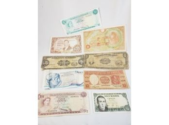 9 Assorted Vintage Foreign Paper Money