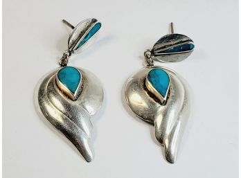 Vintage Sterling Silver Turquoise Hanging Earrings