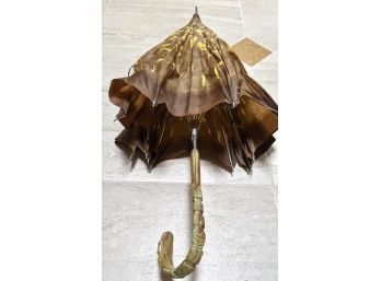Vintage Umbrella With Carved Lucite Handle - Very Cool