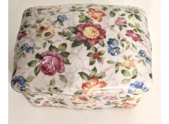 Ceramic Floral Bowl With Lid, From Japan