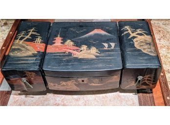Very Fine Vintage Or Antique? Lacquered Musical Jewelry Box Made In Japan By Sankyo -