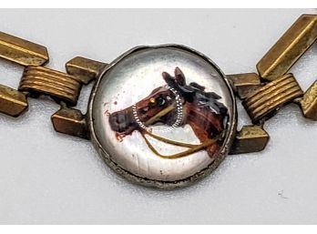 Very Cool & Unique Vintage Inverse Glass Horse Picture Chocker/ Necklace
