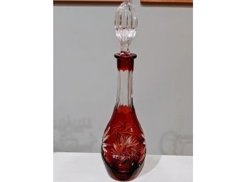 Stunning Ruby Red Vintage, Art Glass, Bohemian Decanter In Mint Condition