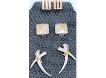 3 Pair Of Clip On High End Costume Earrings
