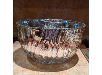 Decorative Large Glass Bowl - Looks Like Mercury Glass, Not Vintage - But Nice!