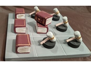 Artistic Law Book And Gavel & Block Checker Board - Actual Gift For A Judge's Desk