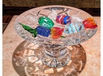 Crystal Bowl With Vintage Murano Glass Candy