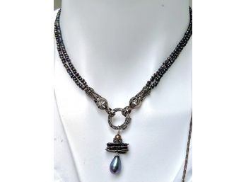 Grey Freshwater Pearls Attach To A Sterling Clasp With Marcasite