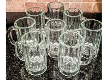 Set Of 8 Glass Beer Steins