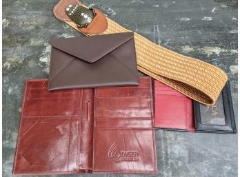 Belt, Wallet, Envelope Clutch & Passport Book (Nice Leather Collection Includes  Vintage Guy Laroche, Paris )