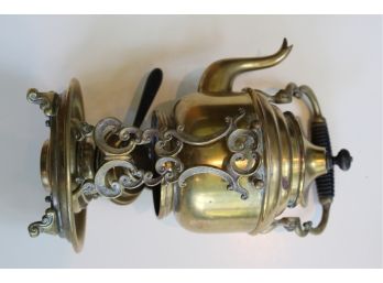 Brass Teapot With Sterno Fuel Warmer