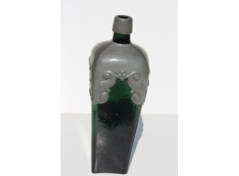 Green Glass Bottle With Metal Top