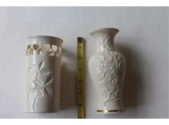 Pair Of White Lenox Vases