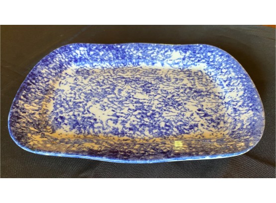 Old Blue Spongeware Ceramic Platter