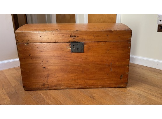 Antique Dome Top Pine  Trunk With Handles