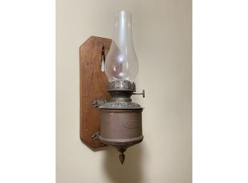An Antique Williams Page & Co. Wall Mount Kerosene/oil Lamp