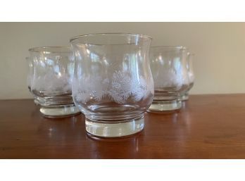 Vintage Six Etched Pinecone Highball Glasses