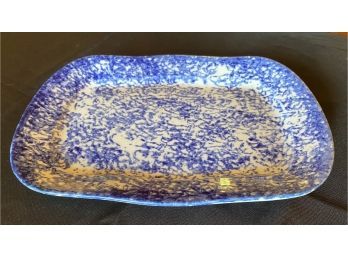 Old Blue Spongeware Ceramic Platter