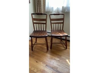 Antique  Single Plank Wood Chairs PAIR