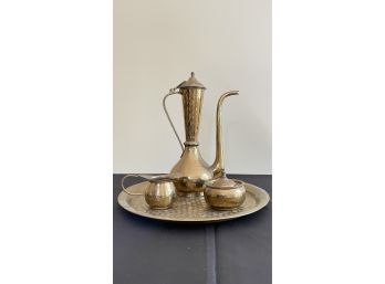 Vintage Brass Tea/coffee -set With Tray