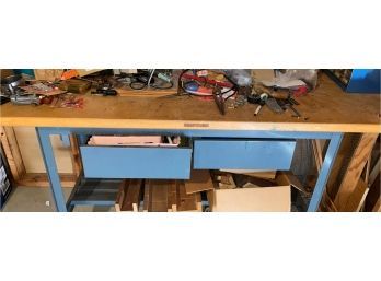 Craftsman Workbench, 2 Drawers Metal Frame Wood Top & Columbian Vise