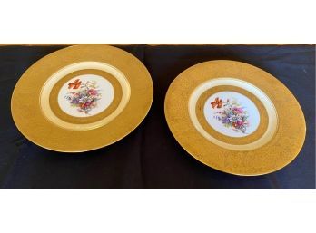 Hutschenreuther Selb Royal Bavarian  Encrusted Floral Plates PAIR