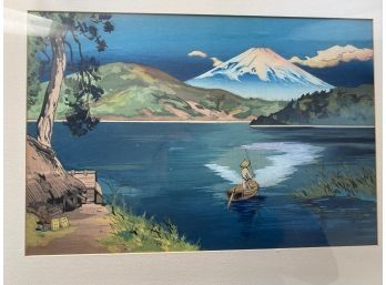 A Vintage Framed Japanese Watercolor