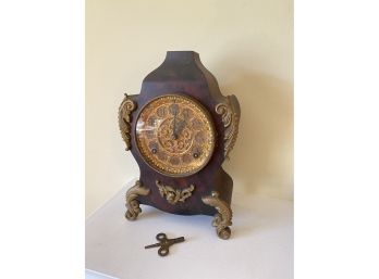 Vintage Ansonia Clock Co. Mantel Clock With Key