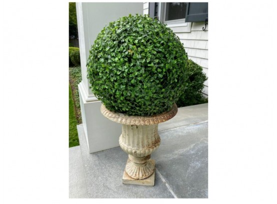 Faux Topiary In Metal Pot