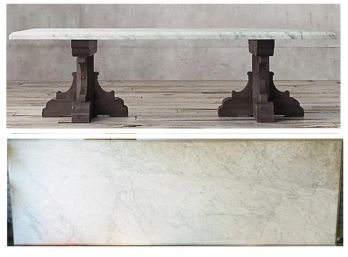 Restoration Hardware Handmade Oak And Marble Dining Table