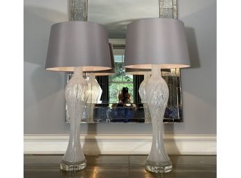 Lovely Pair Of Swirled Glass Lamps