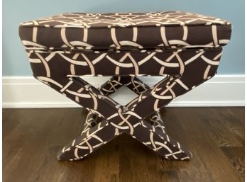 Custom Upholstered X Bench - Lulu DK Fabric