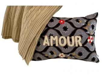 Ralph Lauren Cashmere Throw With Amour Pillow