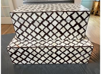 Pair Of Boxes With Inlay Design-$716